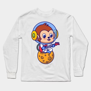 Monkey Astronaut Playing Guitar Long Sleeve T-Shirt